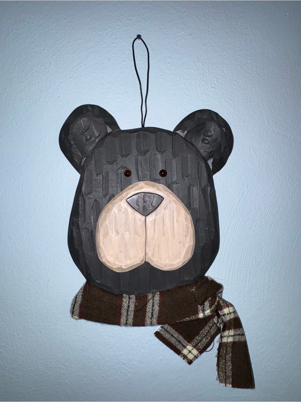 Wooden Bear Wall Decor Art With Scarf